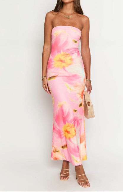 Fioretta Tropical Bloom Strapless Maxi