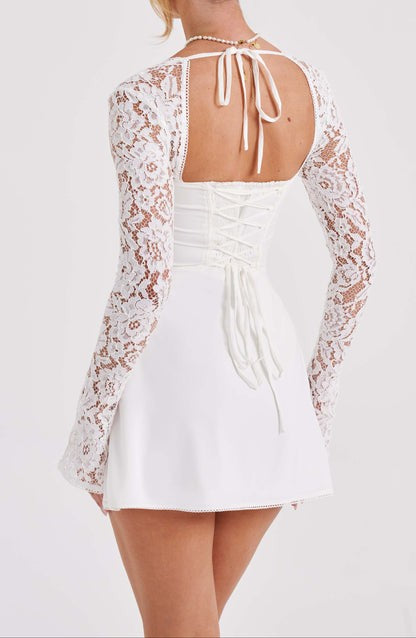 Jacinta Ivory Lace Milkmaid Mini