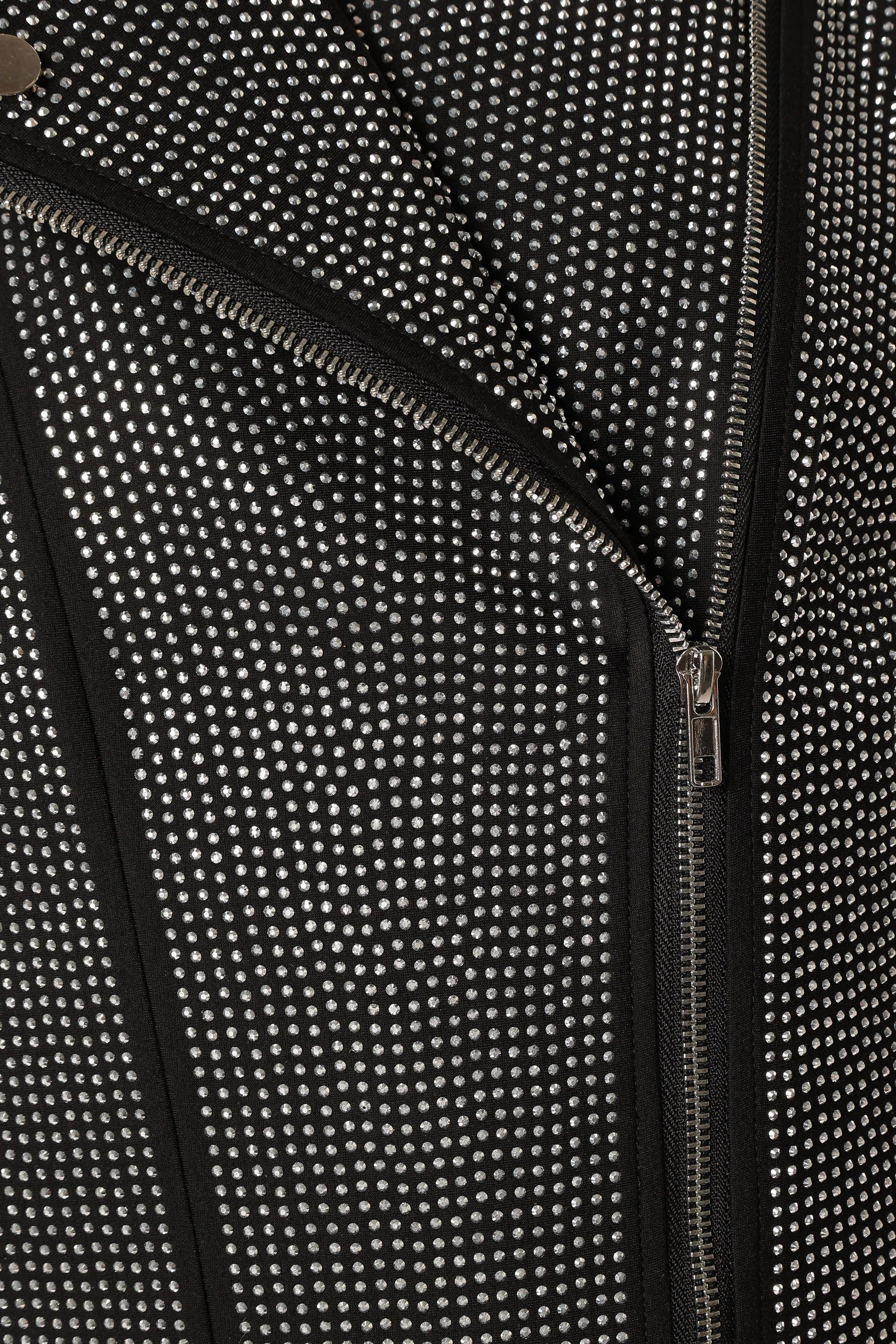 Crystal-Studded Moto-Style Jacket