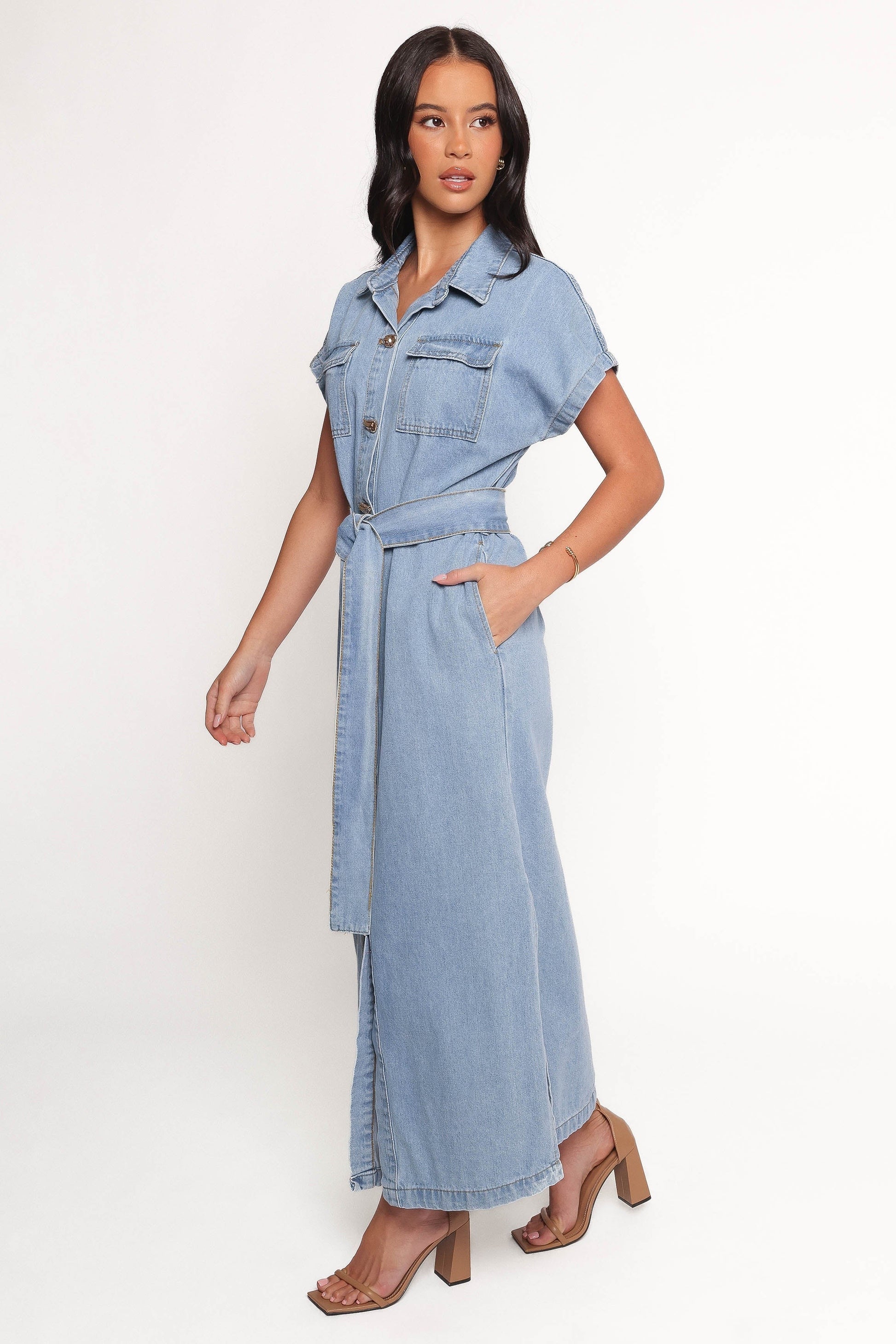 Denim Shirt Maxi Dress