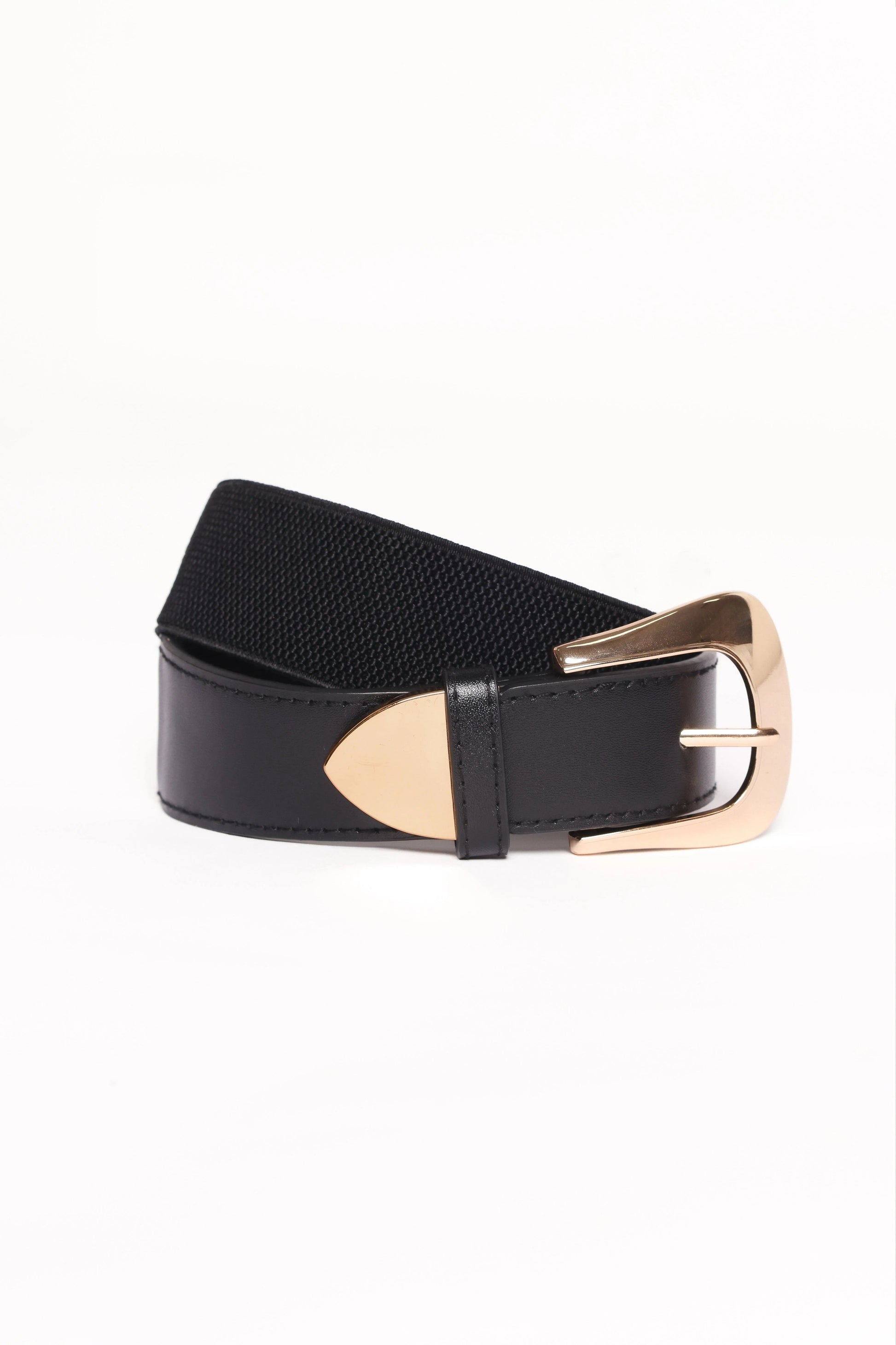 Elastic Faux-Leather Waist Belt