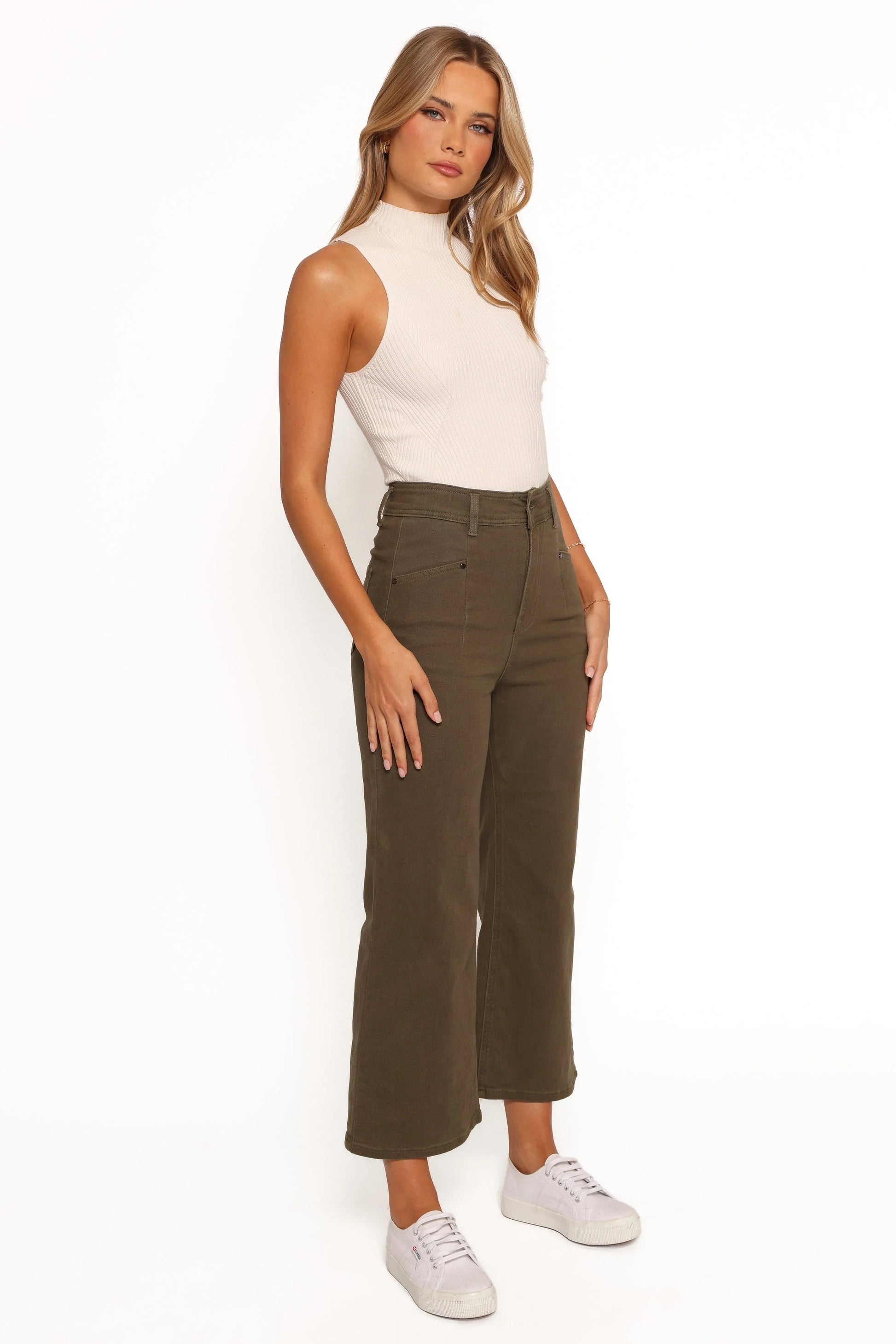 High-Rise Straight-Leg Cropped Pants