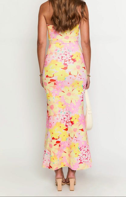 Isla Strawberry Bloom Strapless Maxi