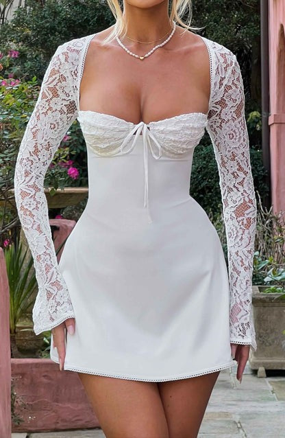 Jacinta Ivory Lace Milkmaid Mini