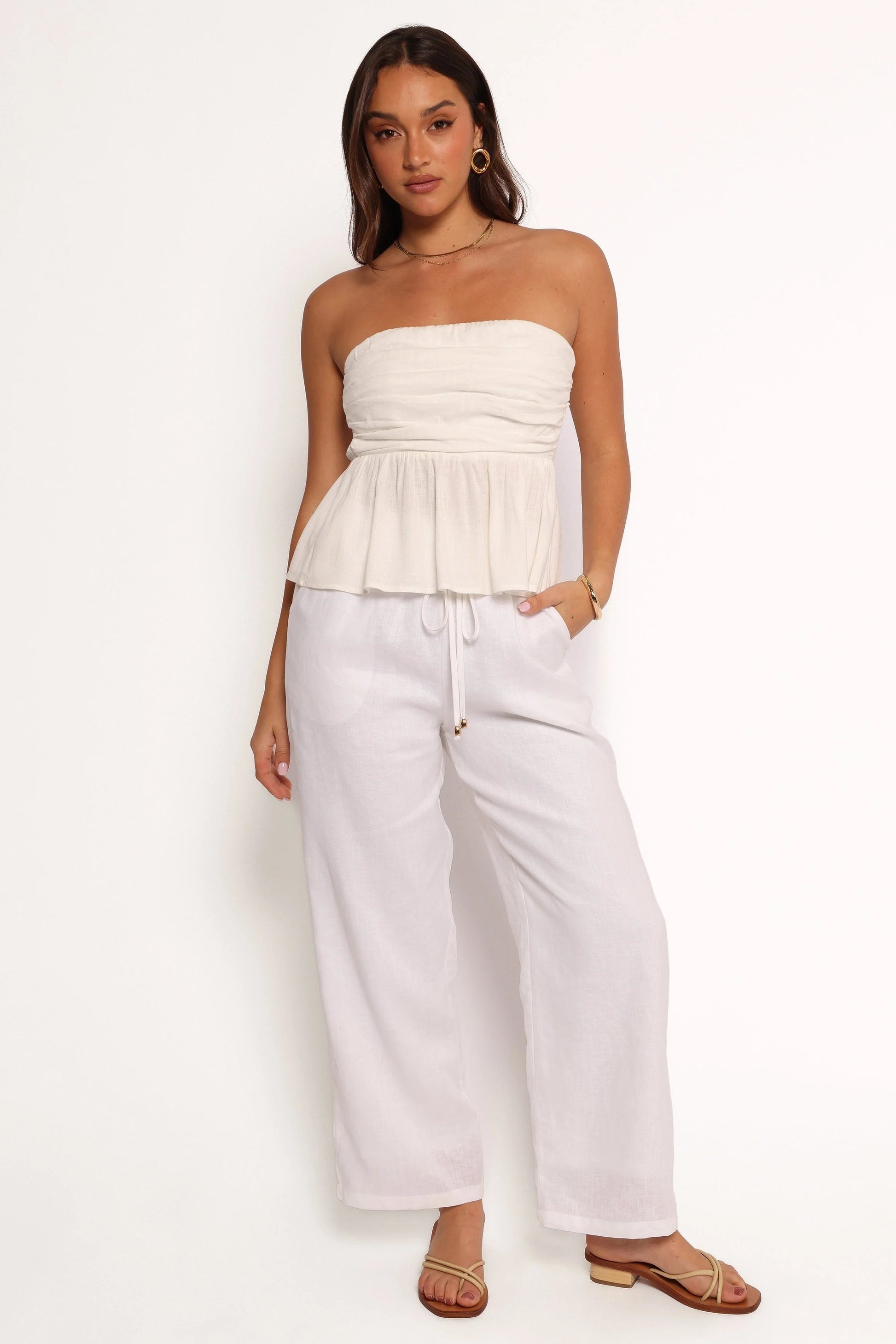 Pleated Peplum Crop Top