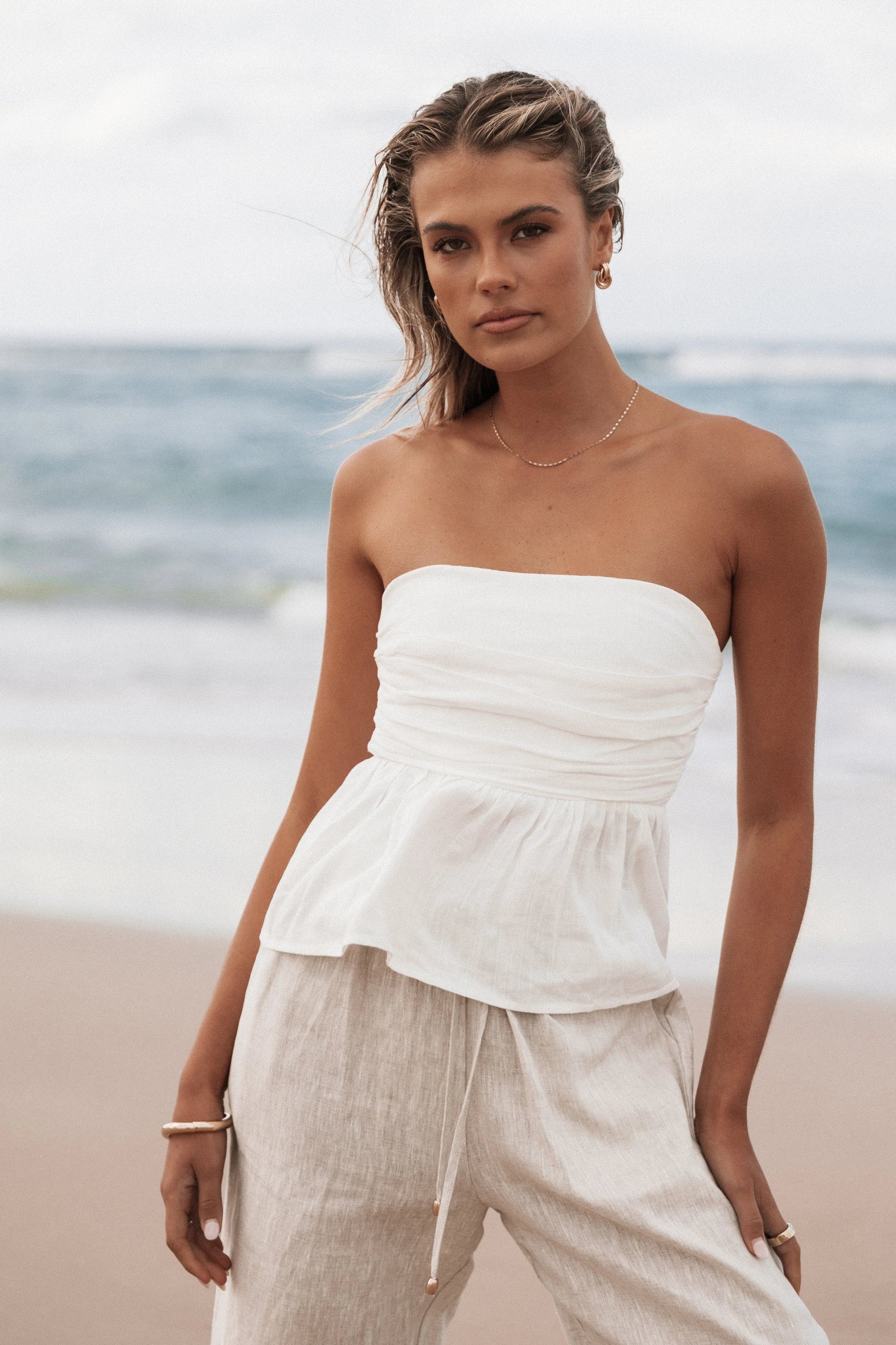 Pleated Peplum Crop Top