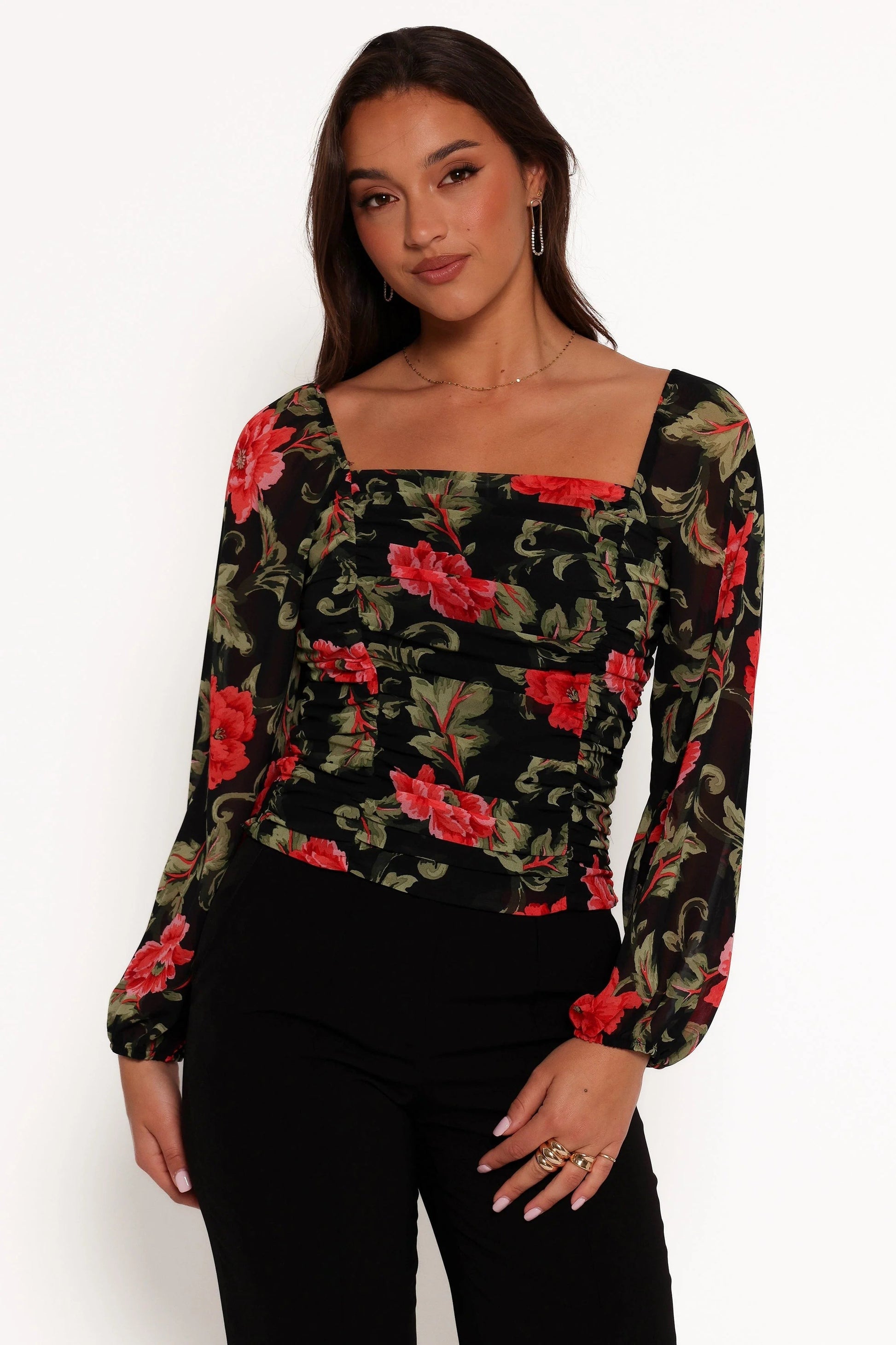Pleated Peplum Crop Top