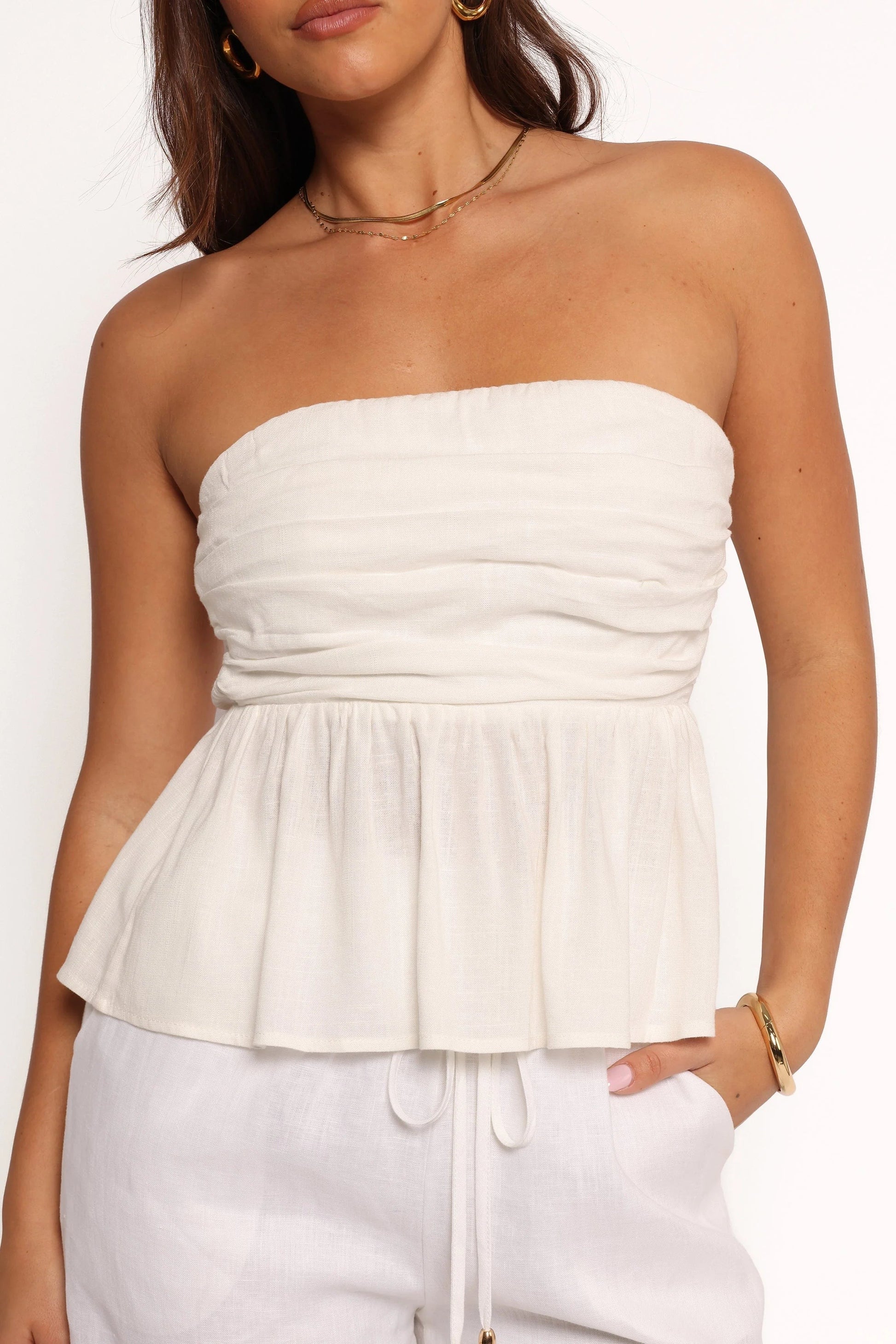 Pleated Peplum Crop Top
