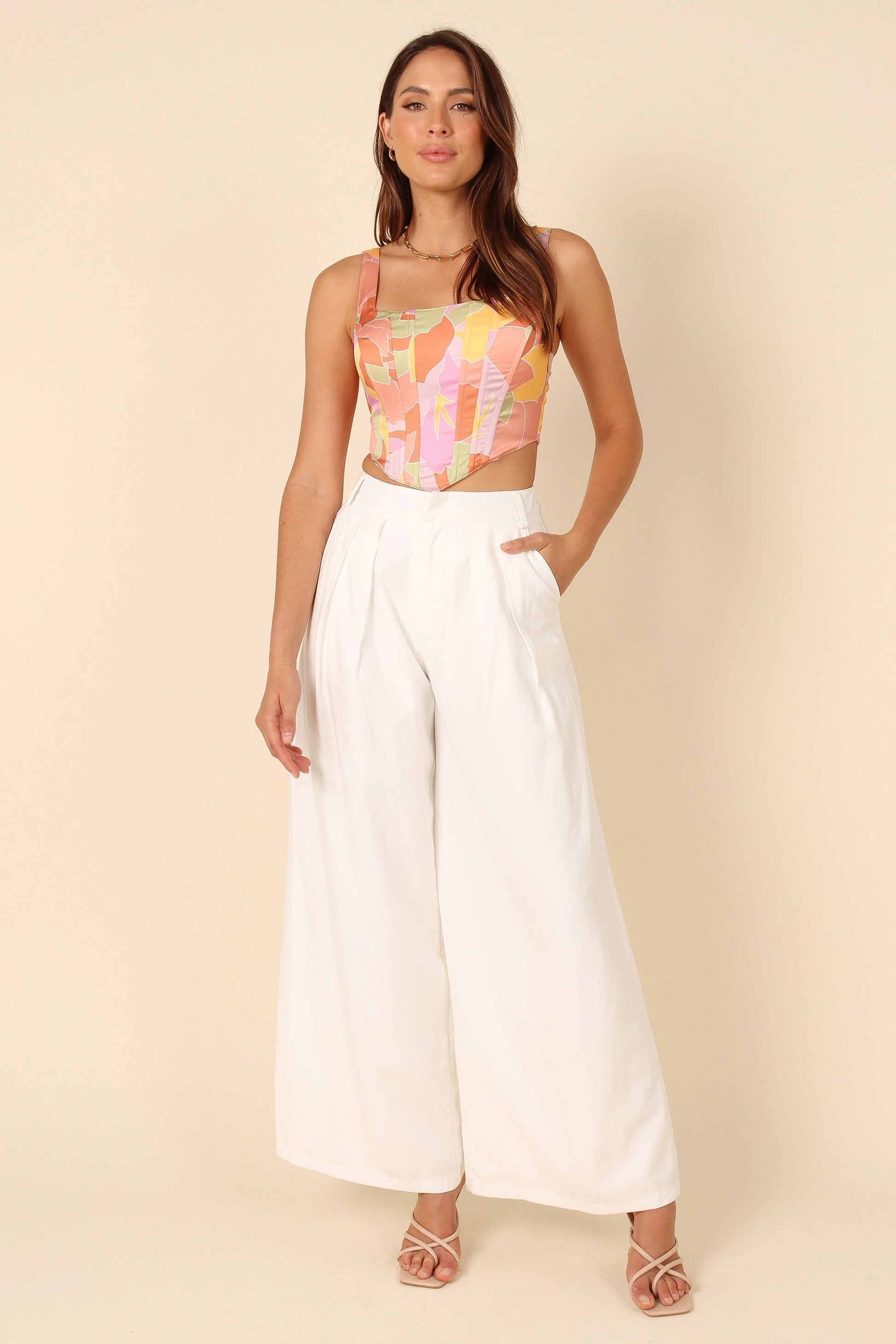 Polyester Corset-Style Crop Top