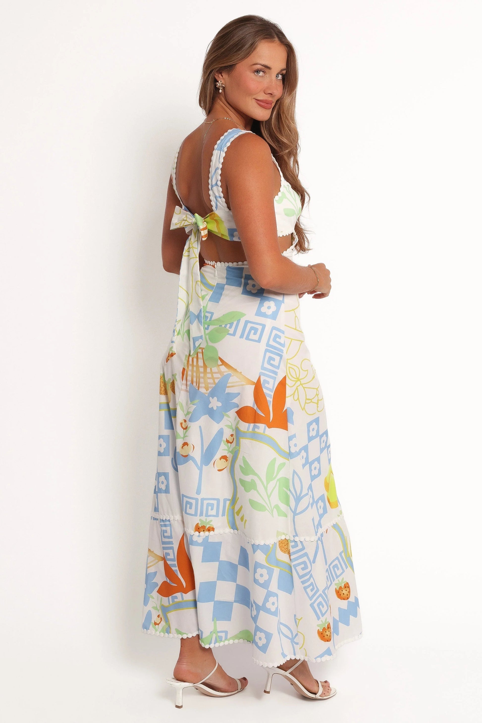 Printed V-Neck Maxi Dress