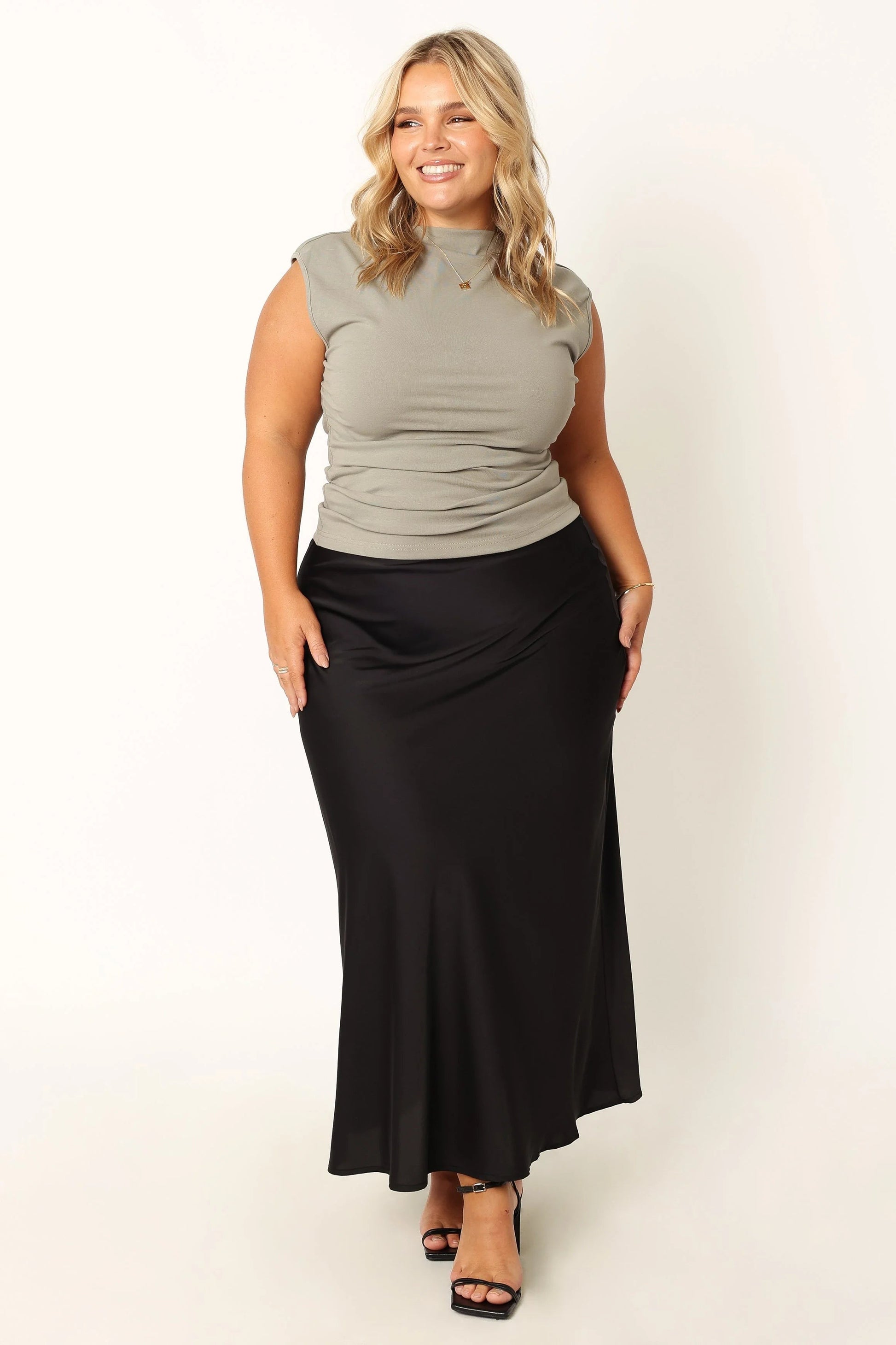 Ruched High-Neck Tank Top