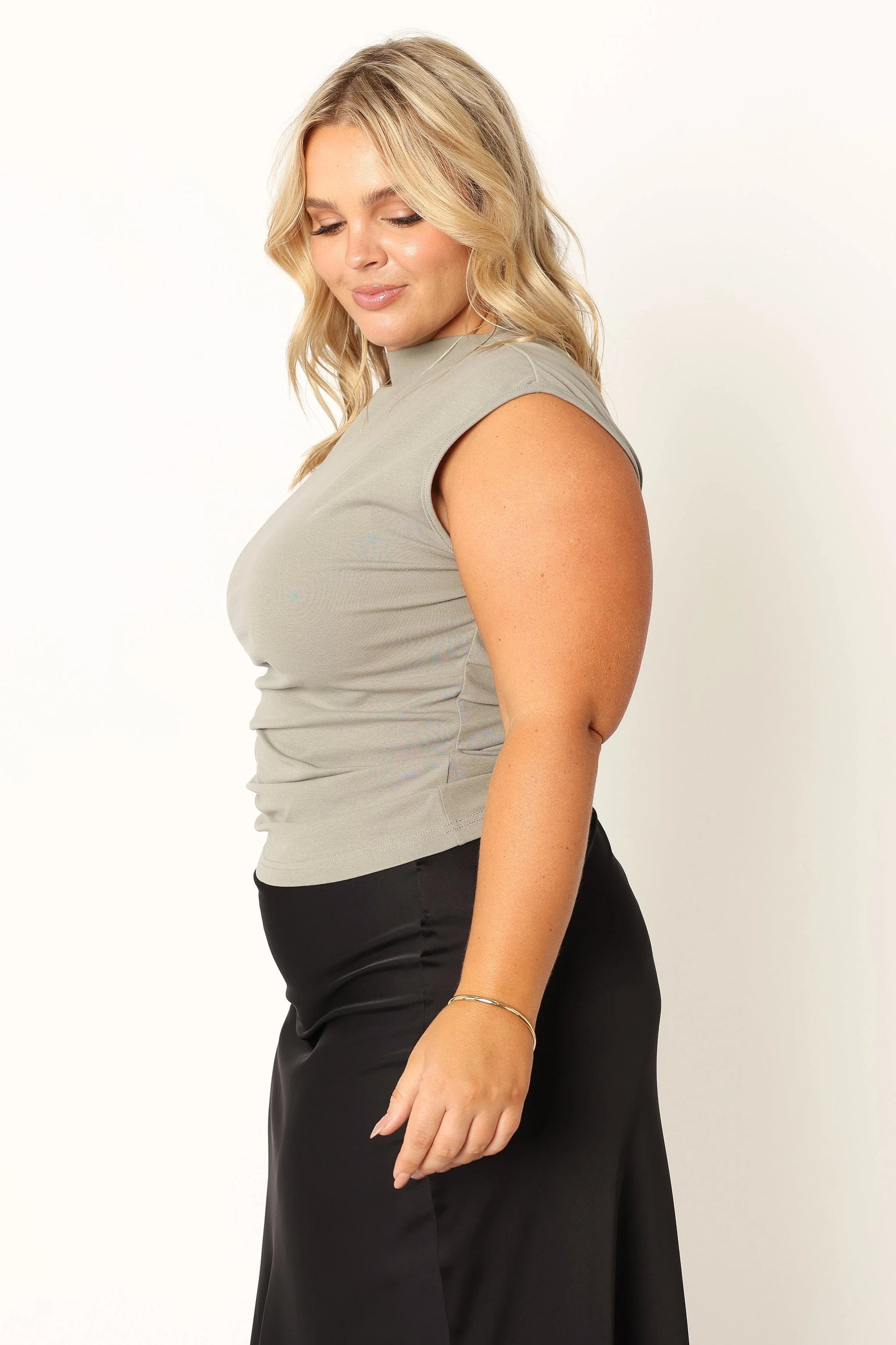 Ruched High-Neck Tank Top