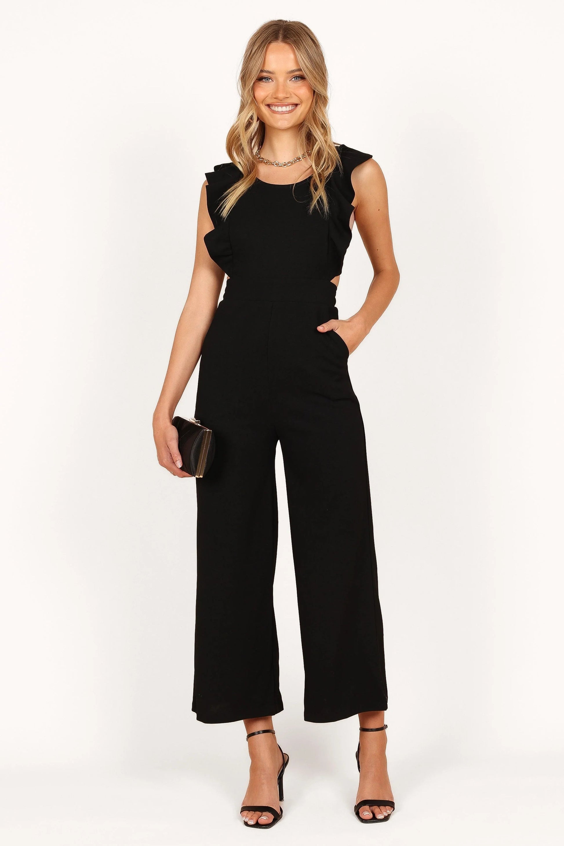 Ruffle-Strap Cutout Jumpsuit