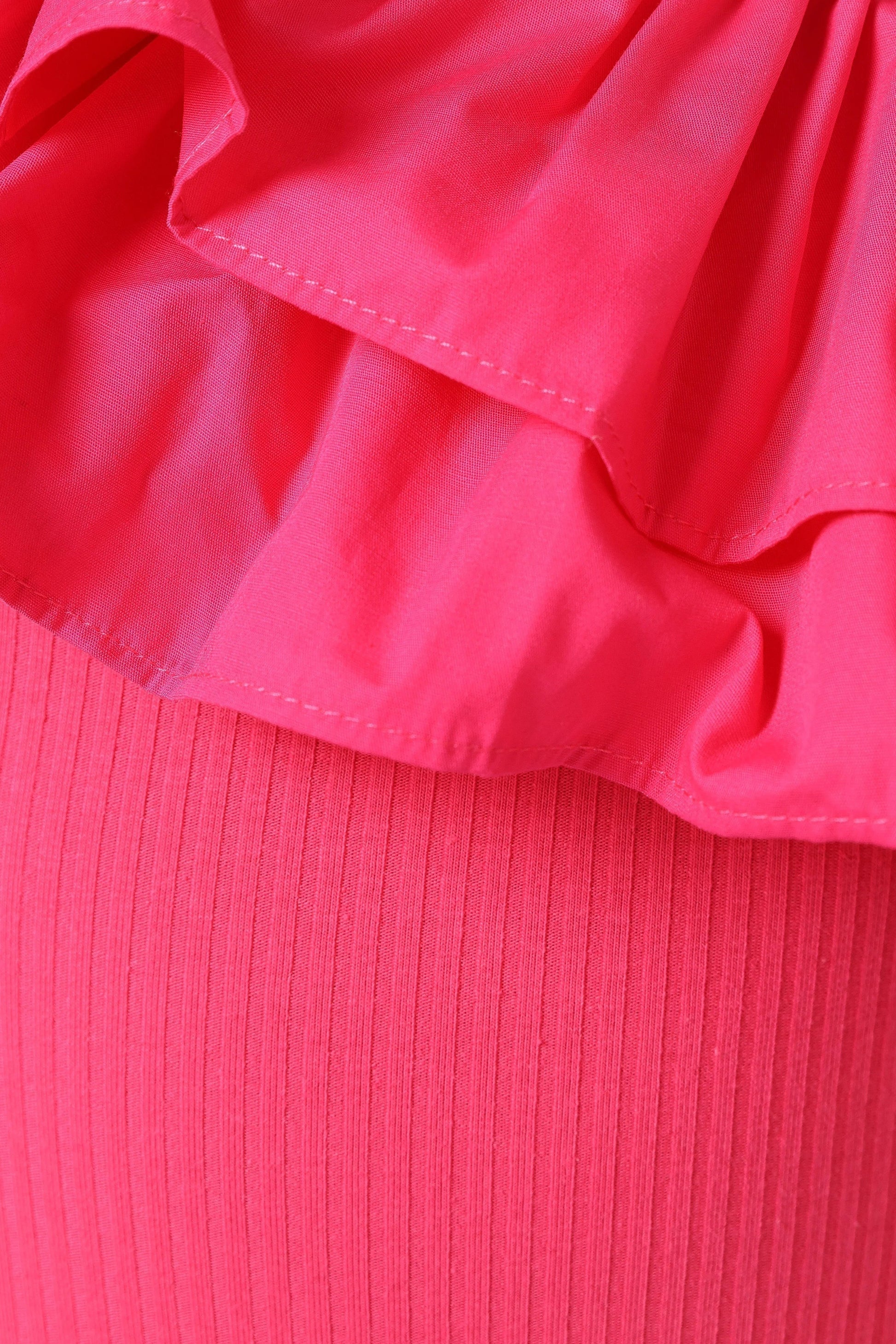 Ruffled One-Shoulder Ribbed Bodysuit