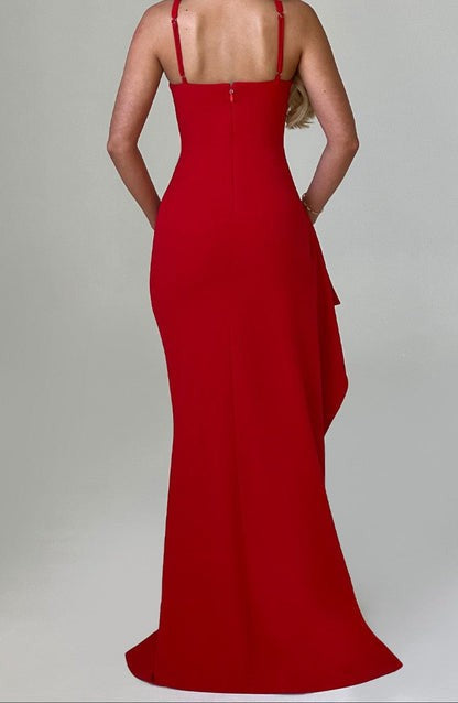 Serenna Crimson Draped Maxi