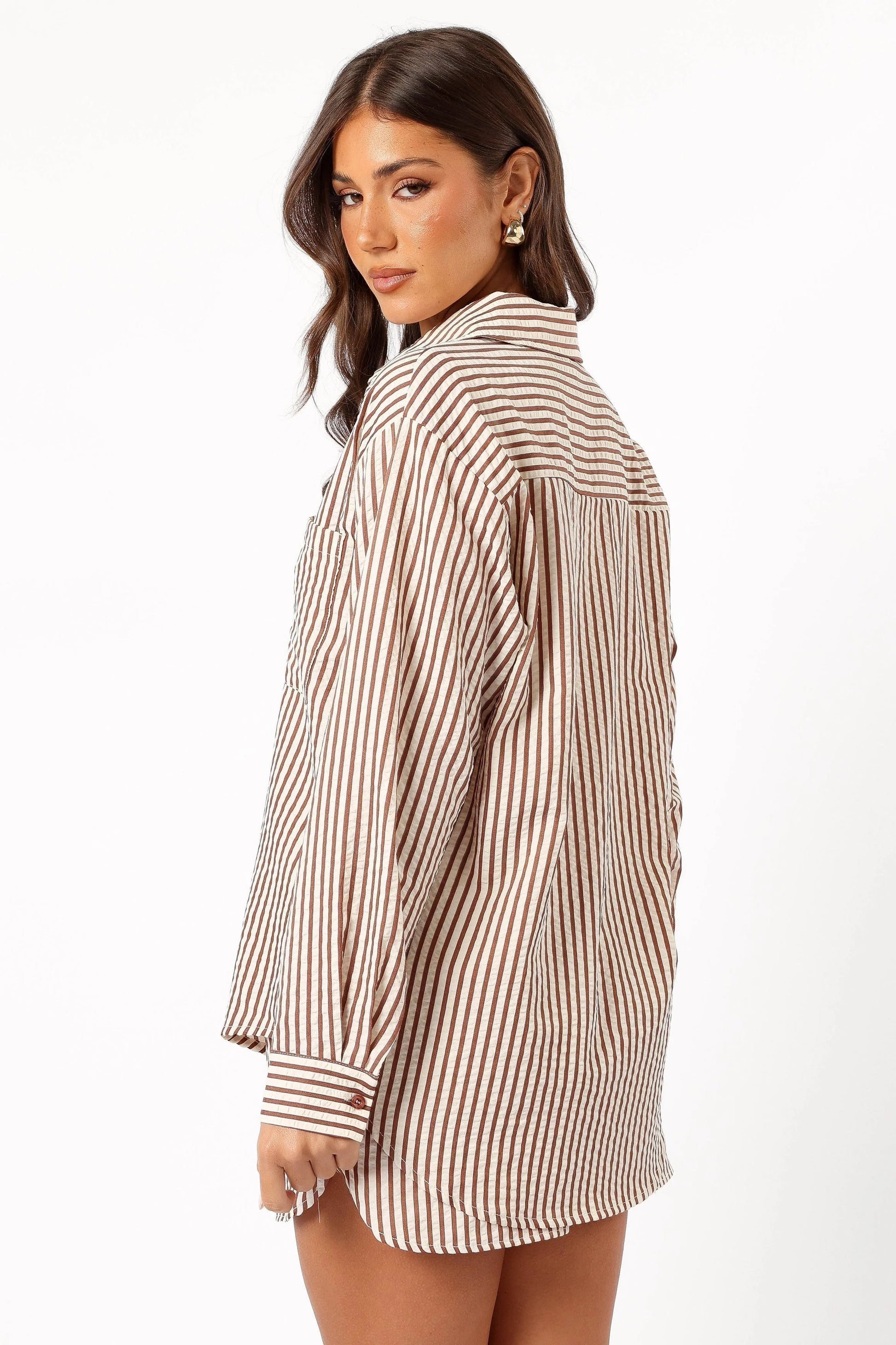Striped High-Waist Pull-On Shorts