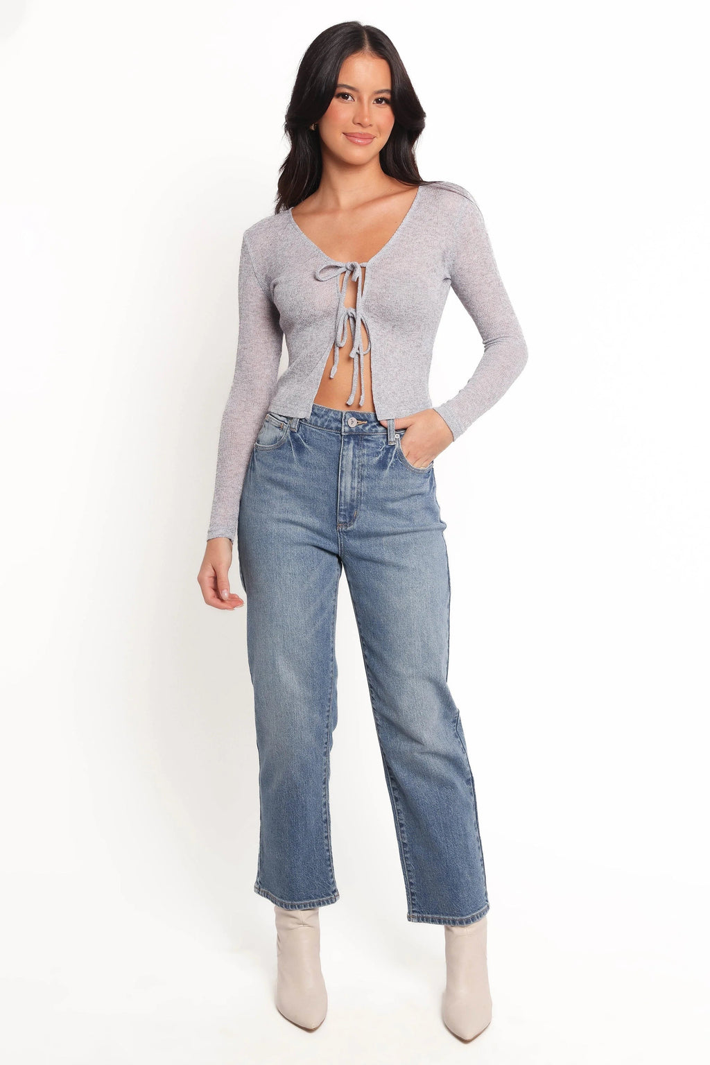 Tie-Front V-Neck Cardigan