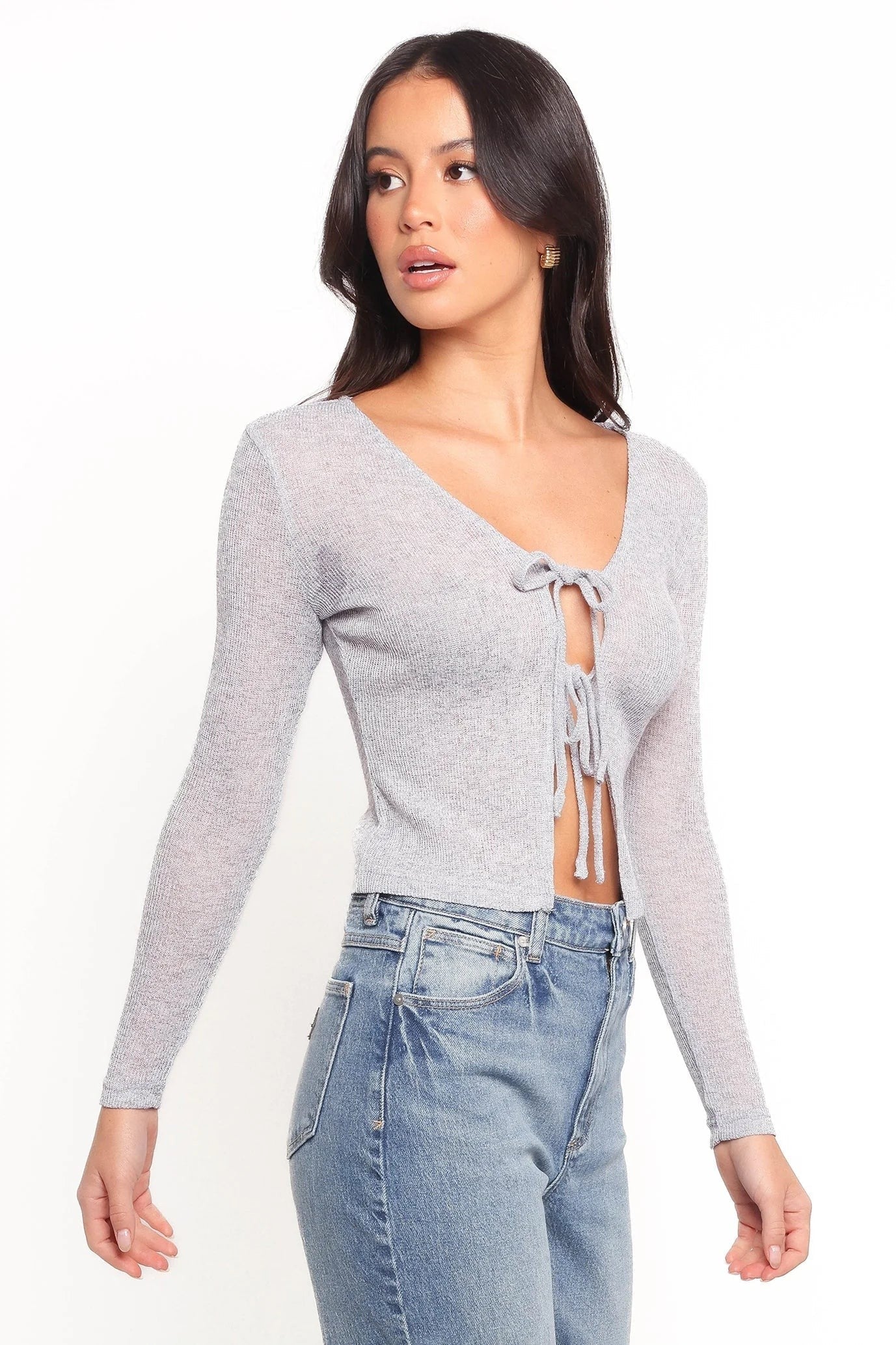 Tie-Front V-Neck Cardigan