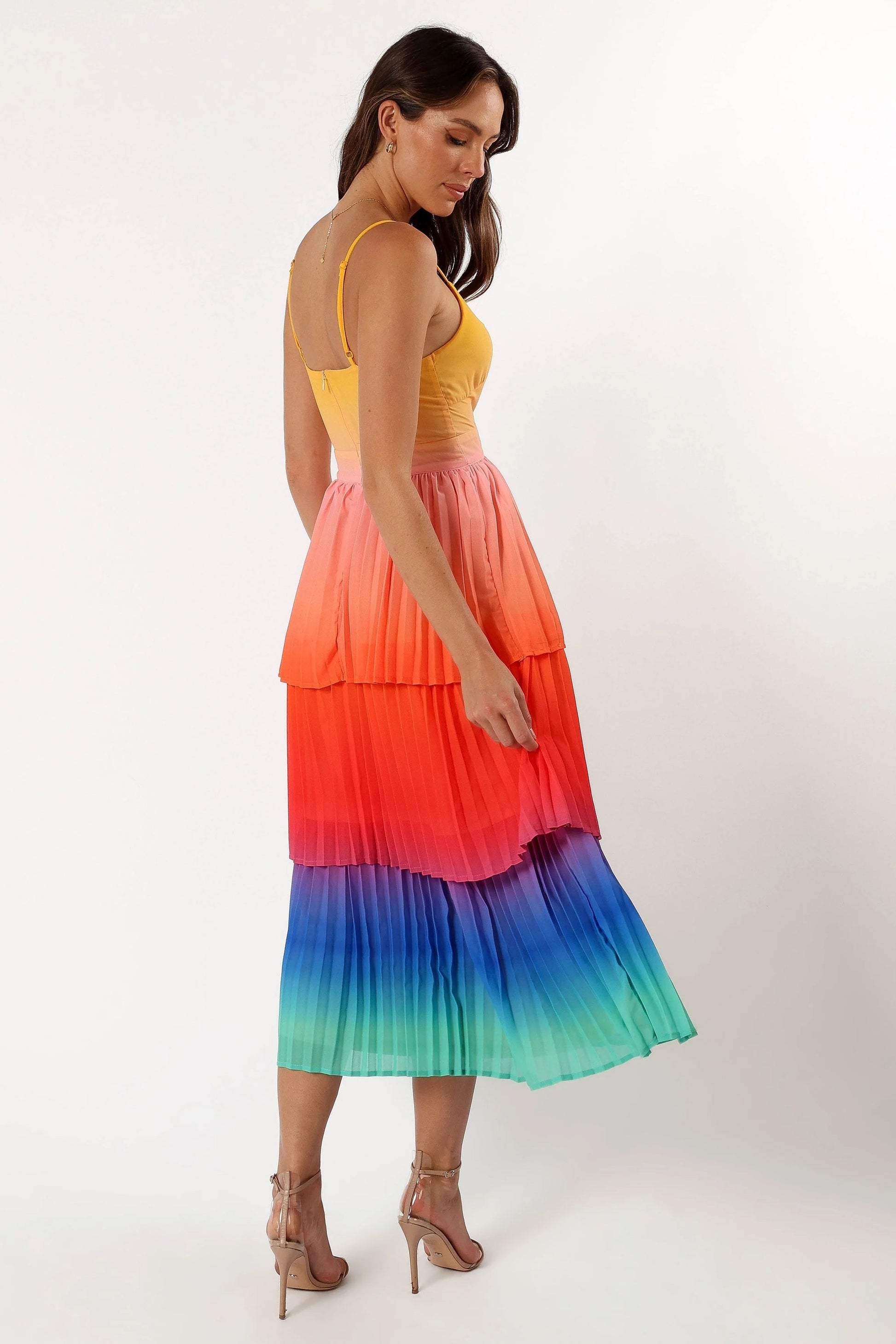 Tiered Sweetheart Cut-Out Midi Dress