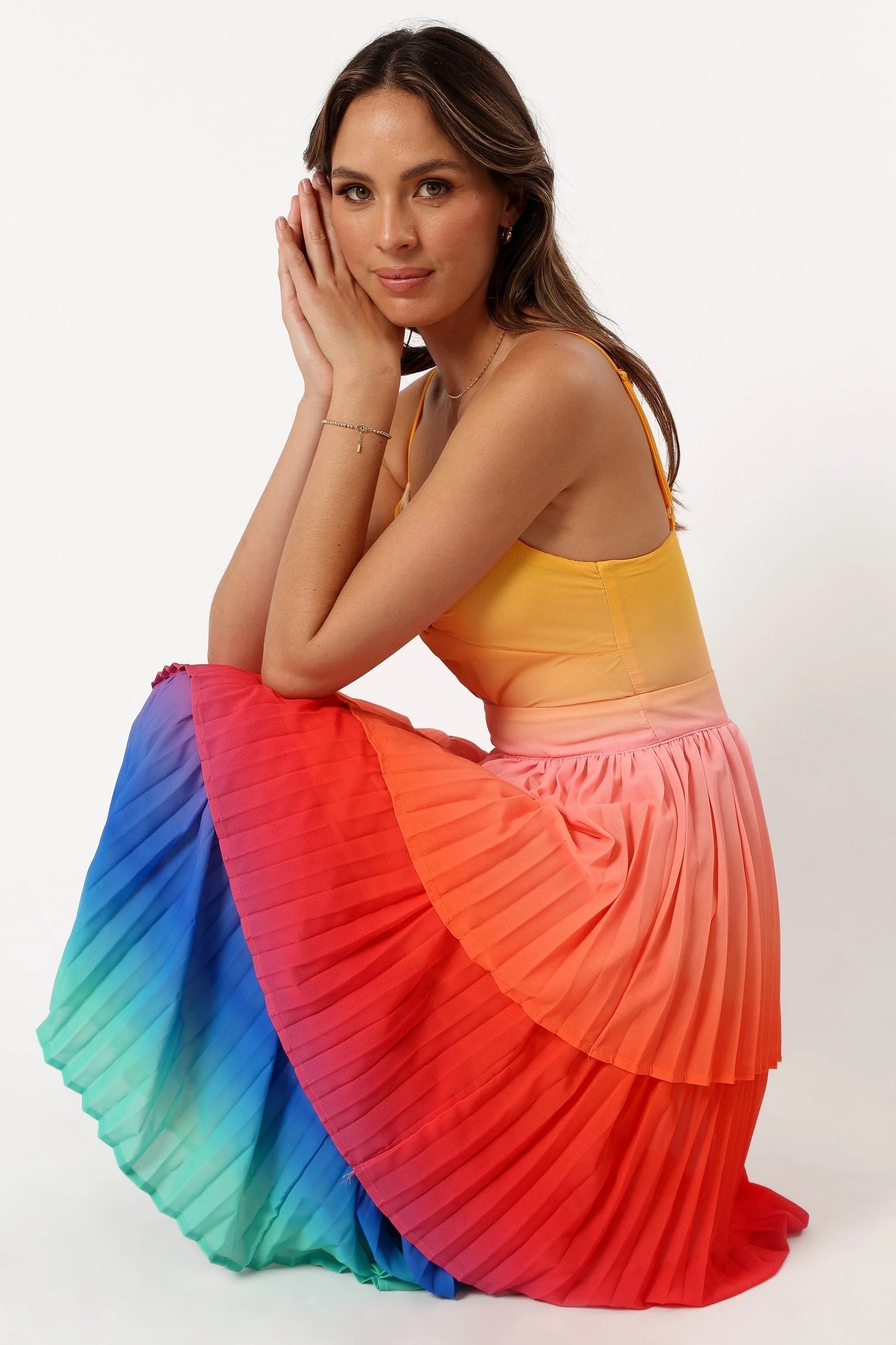 Tiered Sweetheart Cut-Out Midi Dress