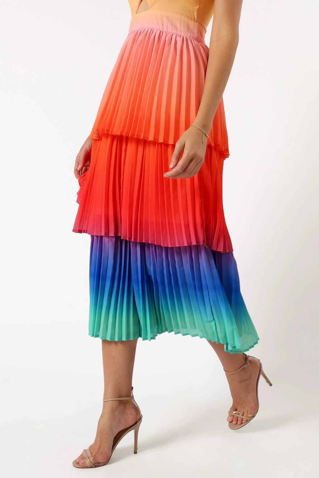 Tiered Sweetheart Cut-Out Midi Dress