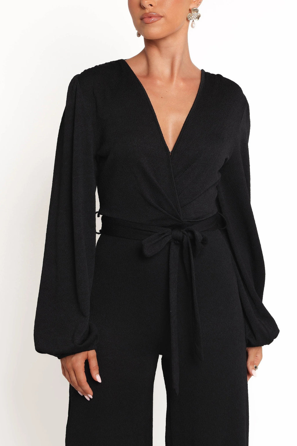 V-Neck Tie-Waist Jumpsuit