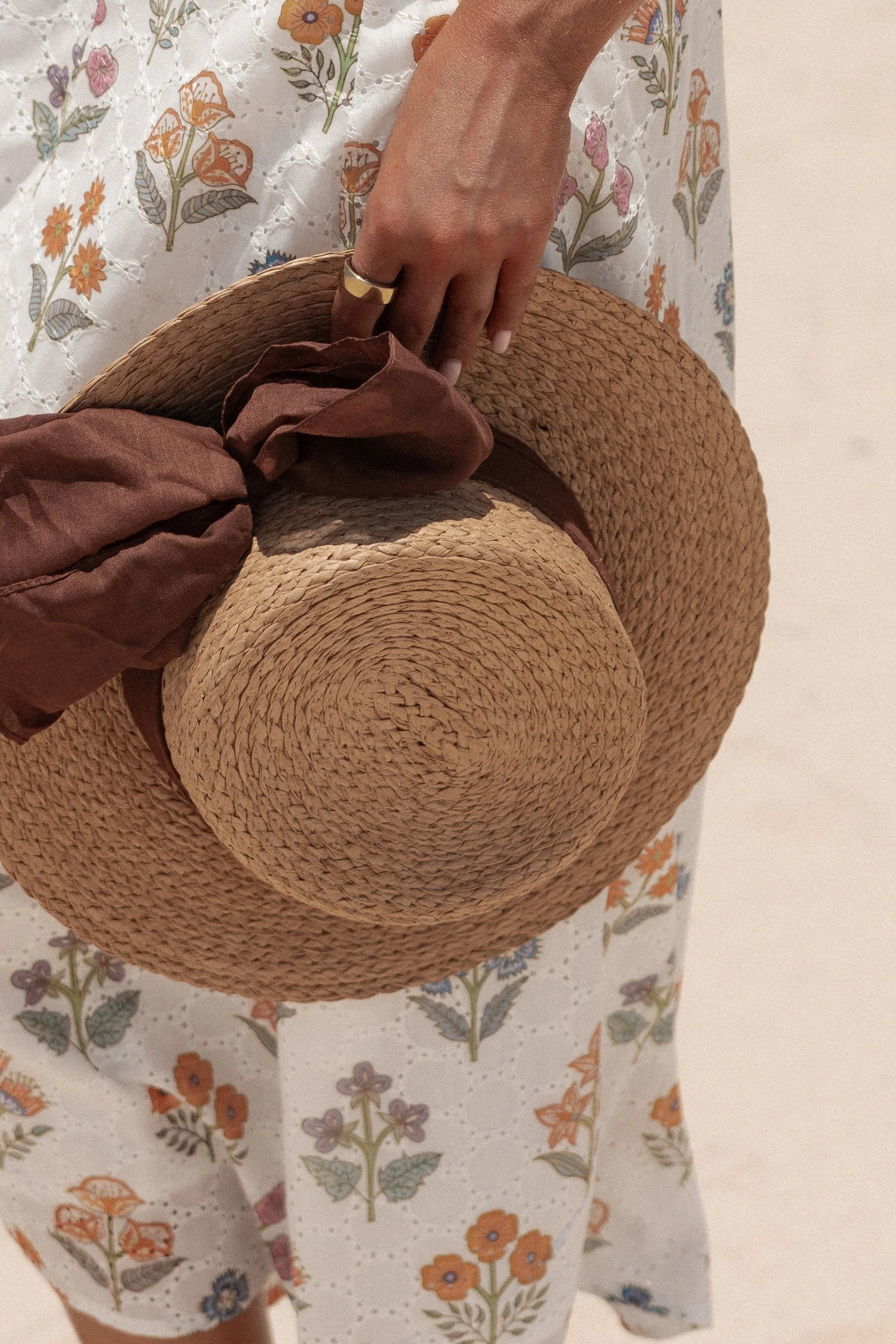 Woven Boat-Style Brown Paper Hat